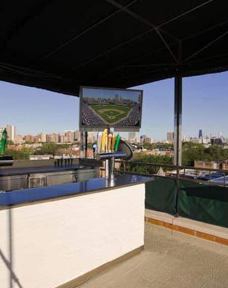 outdoor tv and wrigley rooftop bar