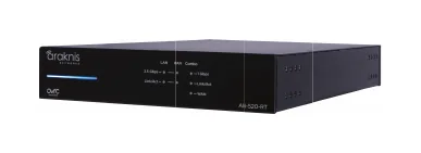 Araknis Networks 520-Series multi-gigabit router viewed from the front and side