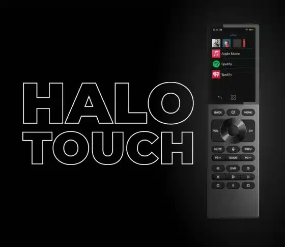 Control4 Halo Touch remote with touchscreen and illuminated physical buttons