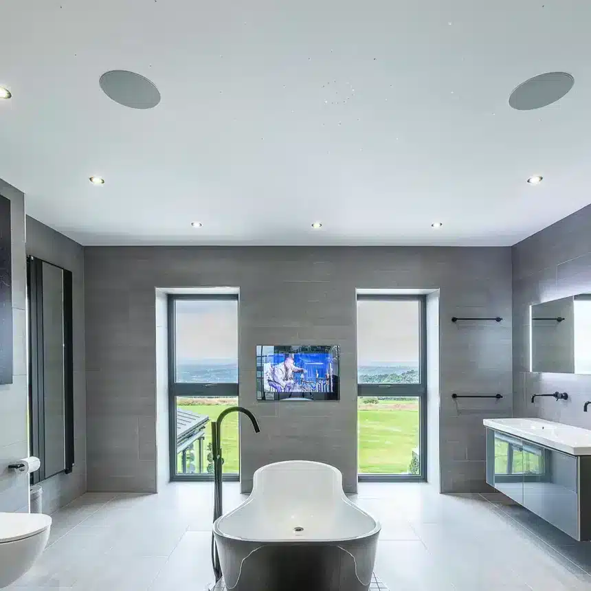 Modern interior featuring discreet Sonance architectural speakers