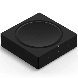 Black Sonos Amp streaming amplifier viewed from the front and above