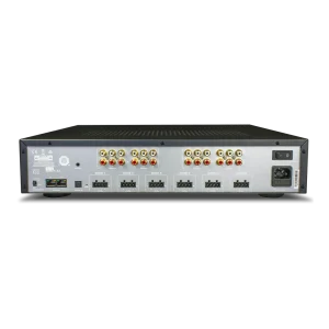 Rear connection panel of a VSSL A.6x six-zone streaming amplifier